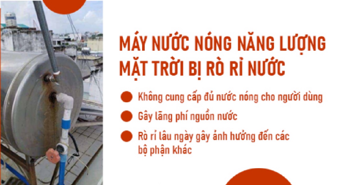 Máy nước nóng năng lượng mặt trời bị rò rỉ